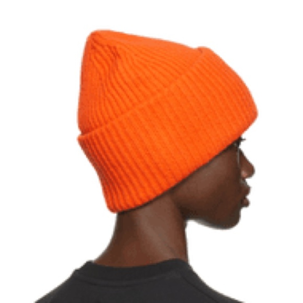 ACNE STUDIOS Ribbed Knit Beanie Orange NEW WITH TAGS